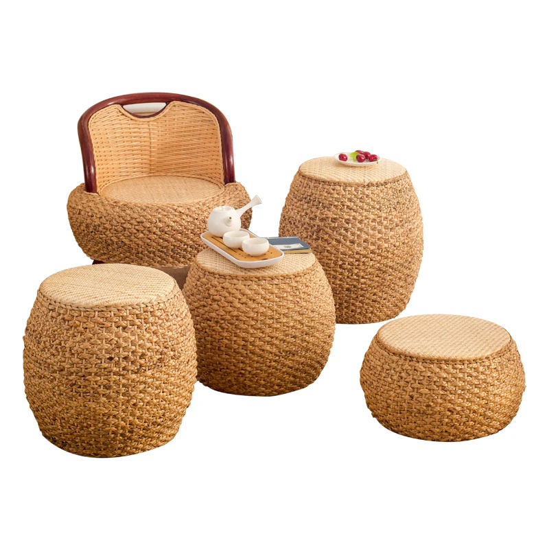 

Home Collection Rattan Small Stool Ottoman Footrest Modern Round Foot Stool For Living Room Den Bedroom Rattan Chair Modernity