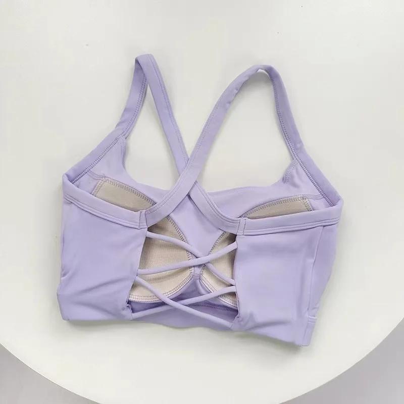 Stoßfester, hochintensiver Fitness-BH mit integrierten Cups, geeignet für Laufen, Yoga, mit atmungsaktivem Rückendesign für Damen. – Detail 7
