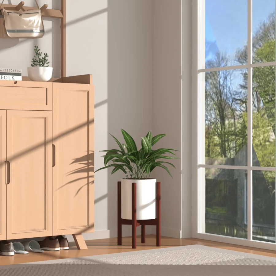 Bamboo Plant Stand Fits 8 9 10 11 12 Inches Plant Stand Indoor Small Planter Holder For Indoor Plants, Single Floor Plant Stands