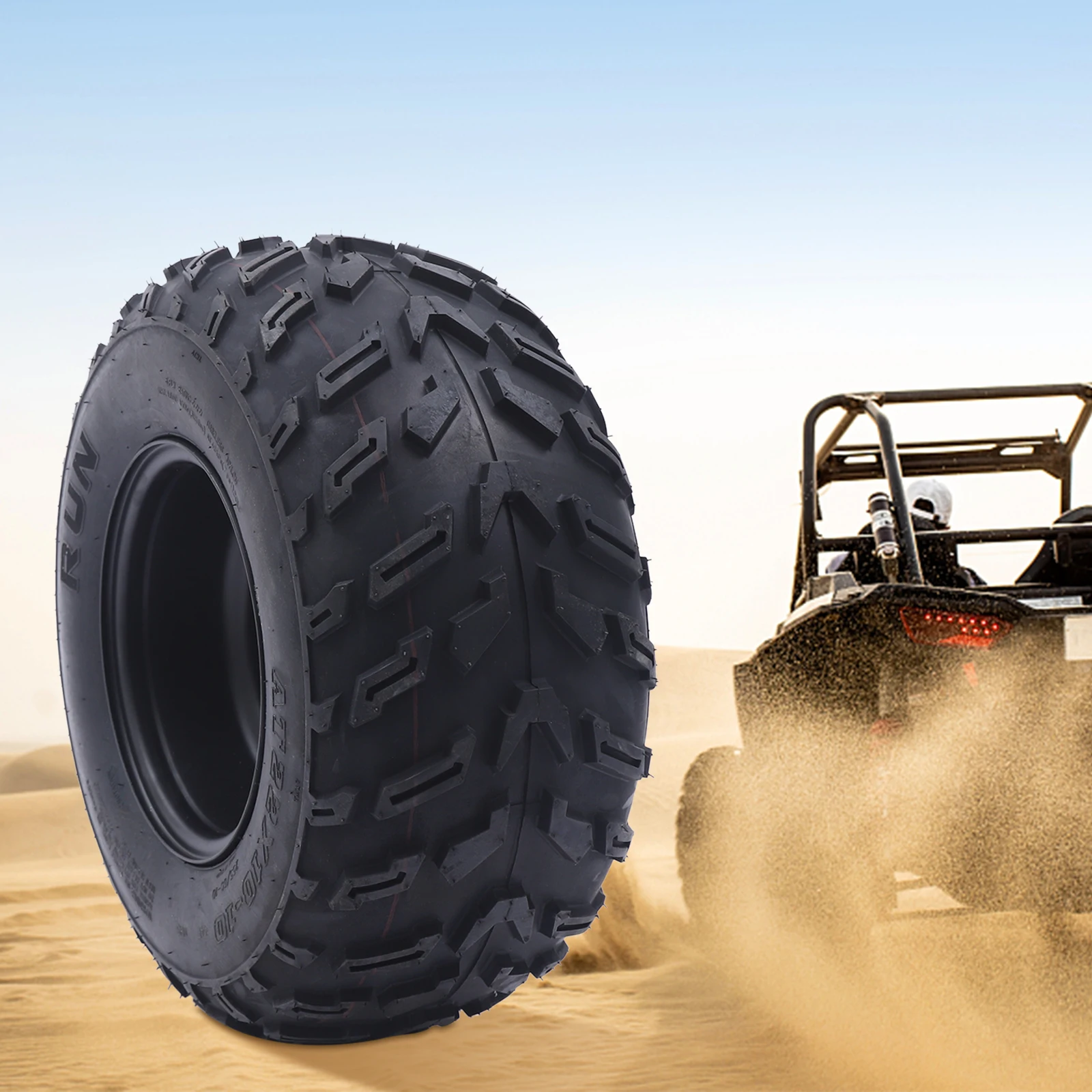 

10-Inch All-Terrain Off-Road Wheel Rim Set - Carbon Steel Rubber Inflatable Tire, Fit ATV/Go-Kart, High Load Capacity 35,000lbs