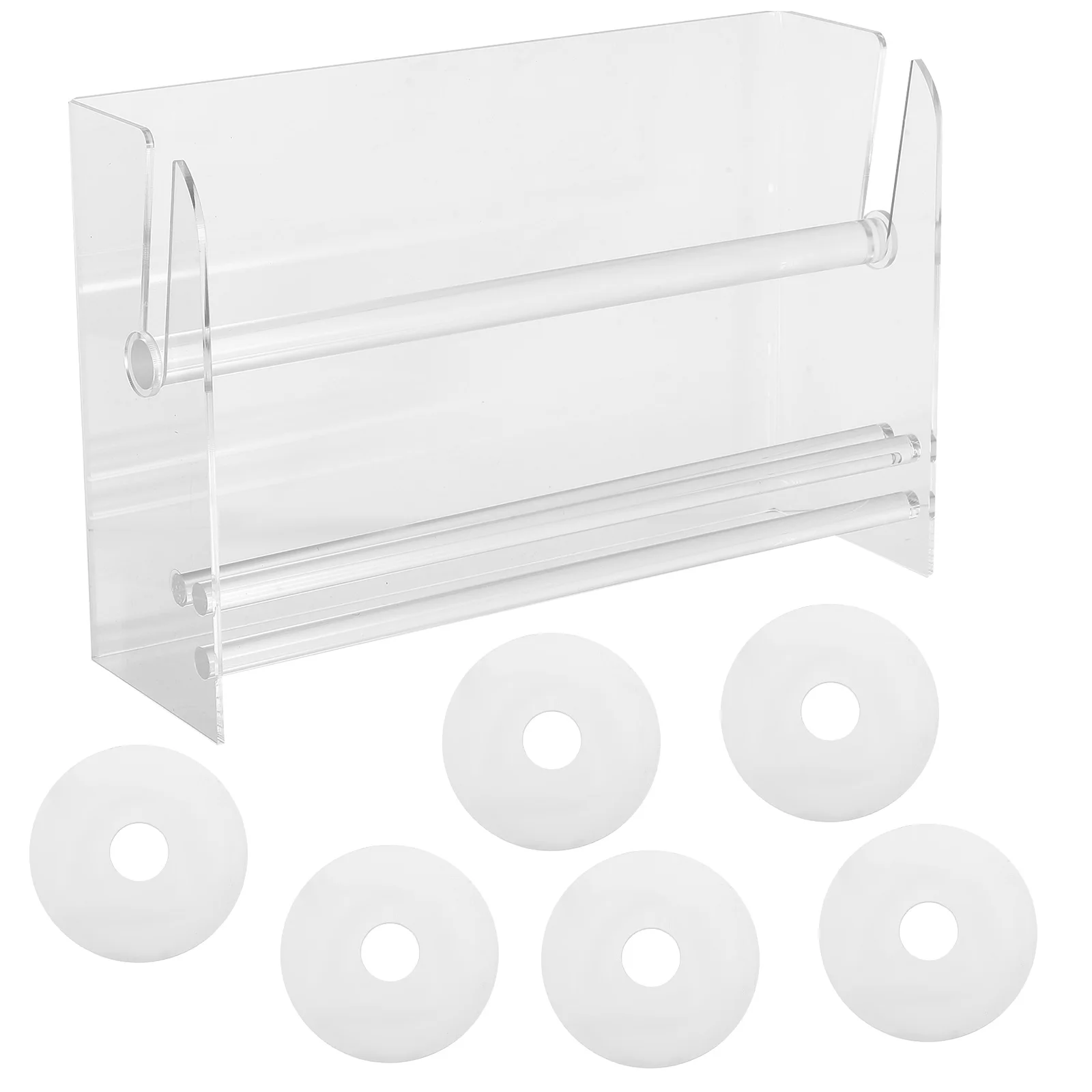 

Adjustable 7-Grid Acrylic Tape Organizer Stand Roll Sticker Dispenser Clear Tape Roll Holder Tape Dispenser Label Storage Rack