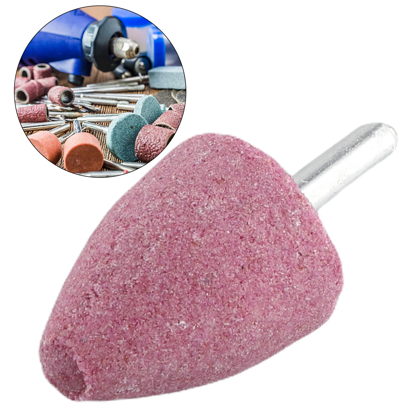 1pc 6mm Gambo Corindone Rosso Conico Testa di Rettifica Testa di Lucidatura Testa Ruota Abrasivo Montato Per Lucidatura Rettifica Rimozione Ruggine
