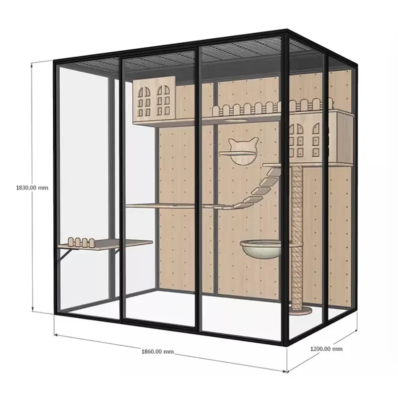 a forCatio Indoor Enclosure Large Window Cat House Walk In Kitty Cage Aluminum Profiles Pet Cage Products Large Cat Room