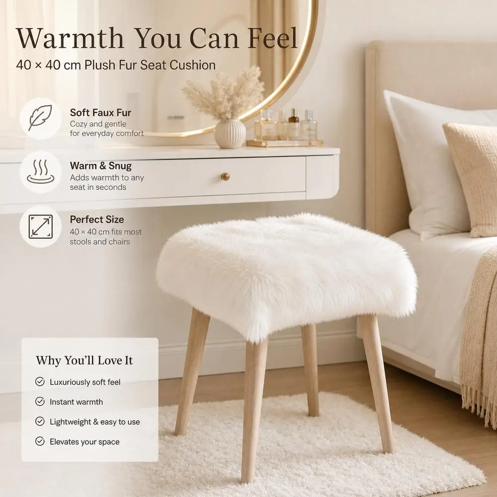 40x40cm Plush Seat Cushion for Sofa Couch Office Chair Seat Red Artificial Wool Chair Desk Mattress Solid Color Plush Carpet