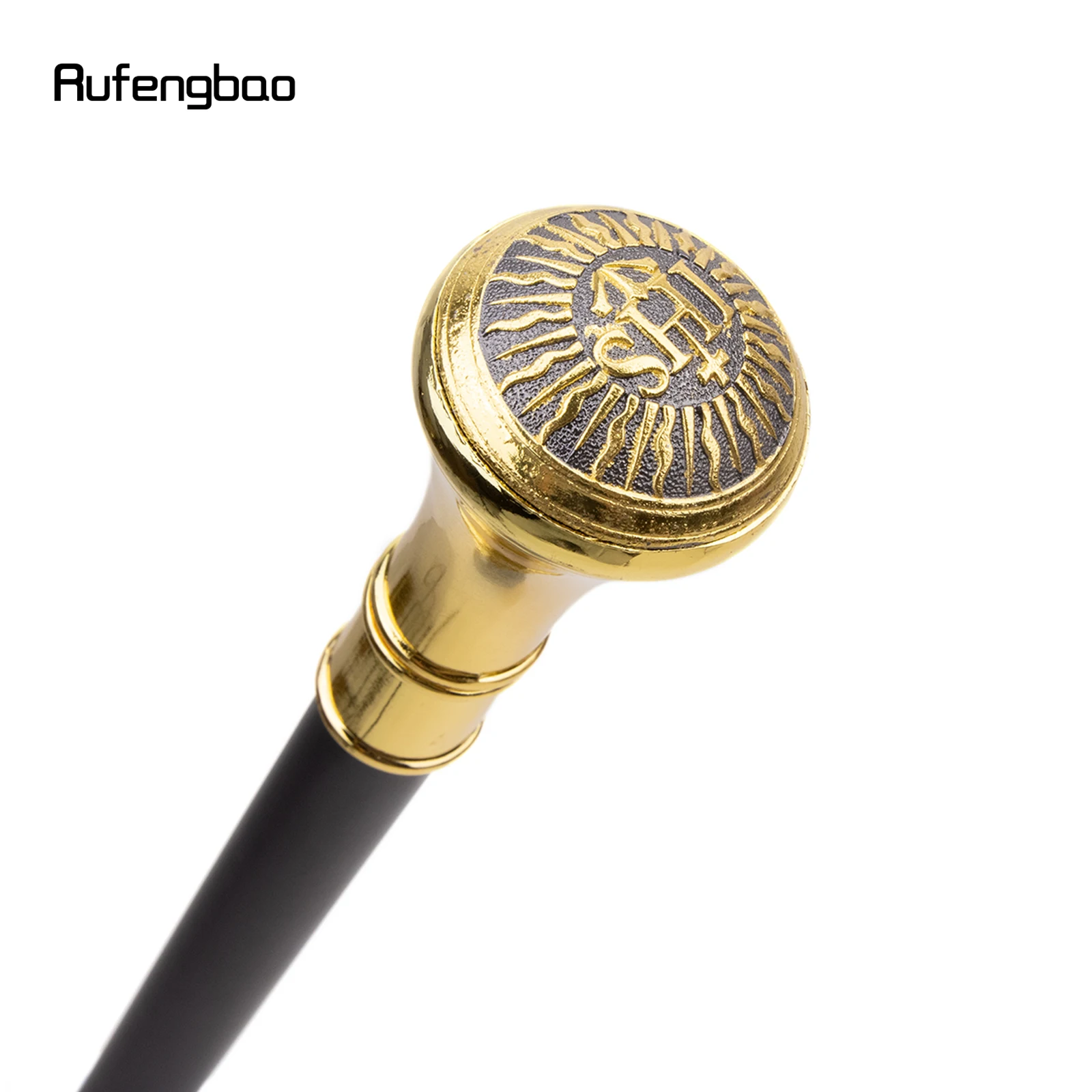 Golden Freemasonry Freemasons SHI Totem Relief Walking Cane Fashion Walking Stick Gentleman Crosier Knob Walking Stick 93cm