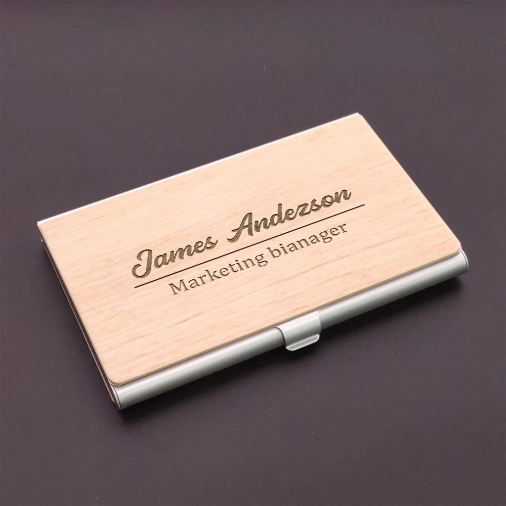 1 laser carved wooden business card holder pocket, personalized customized business card holder, gift for father, boyfriend, col