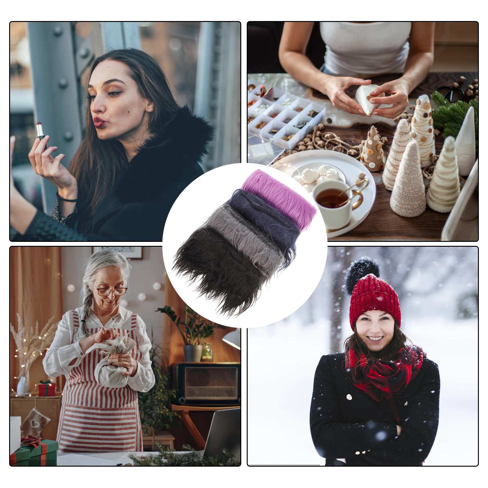 

4 Pcs Strips Fabric Set Beard Ribbon Material for Sewing Faux Pre-cut Gnome