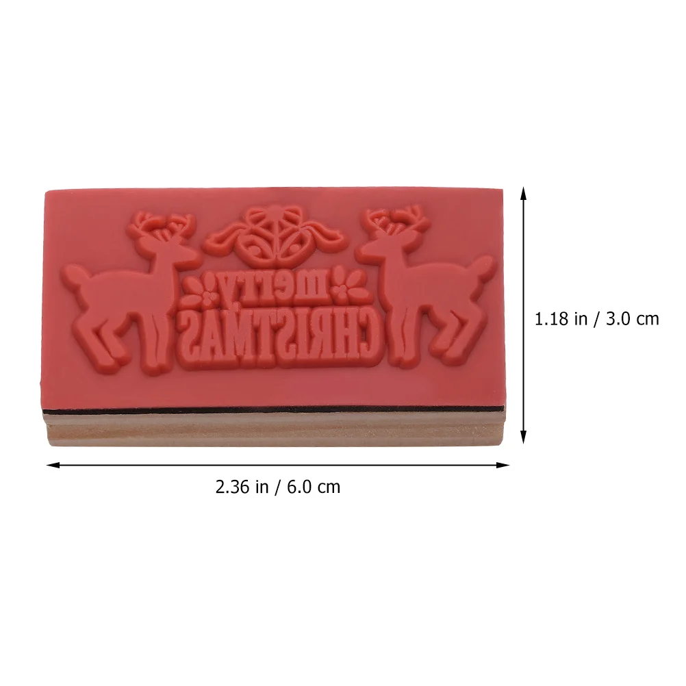 2Pcs Merry Christmas Stamper Wood Deer Pattern Seal Stamps Creative DIY Kids Craft Holiday Fun Christmas Stamper