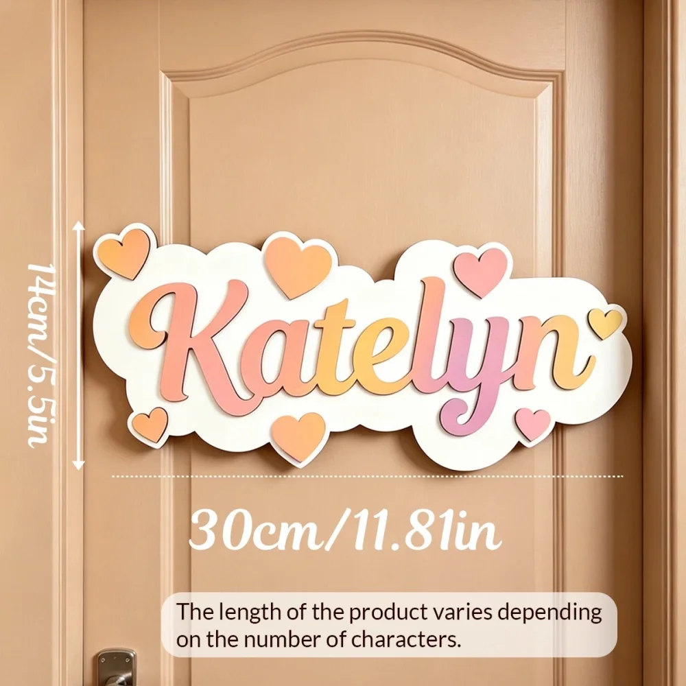 Custom 2-Layer Wooden Name Sign, Personalized 3D Raised Letter Name Plaque with Star & Heart, Kids Room Wall Door Decor Gift