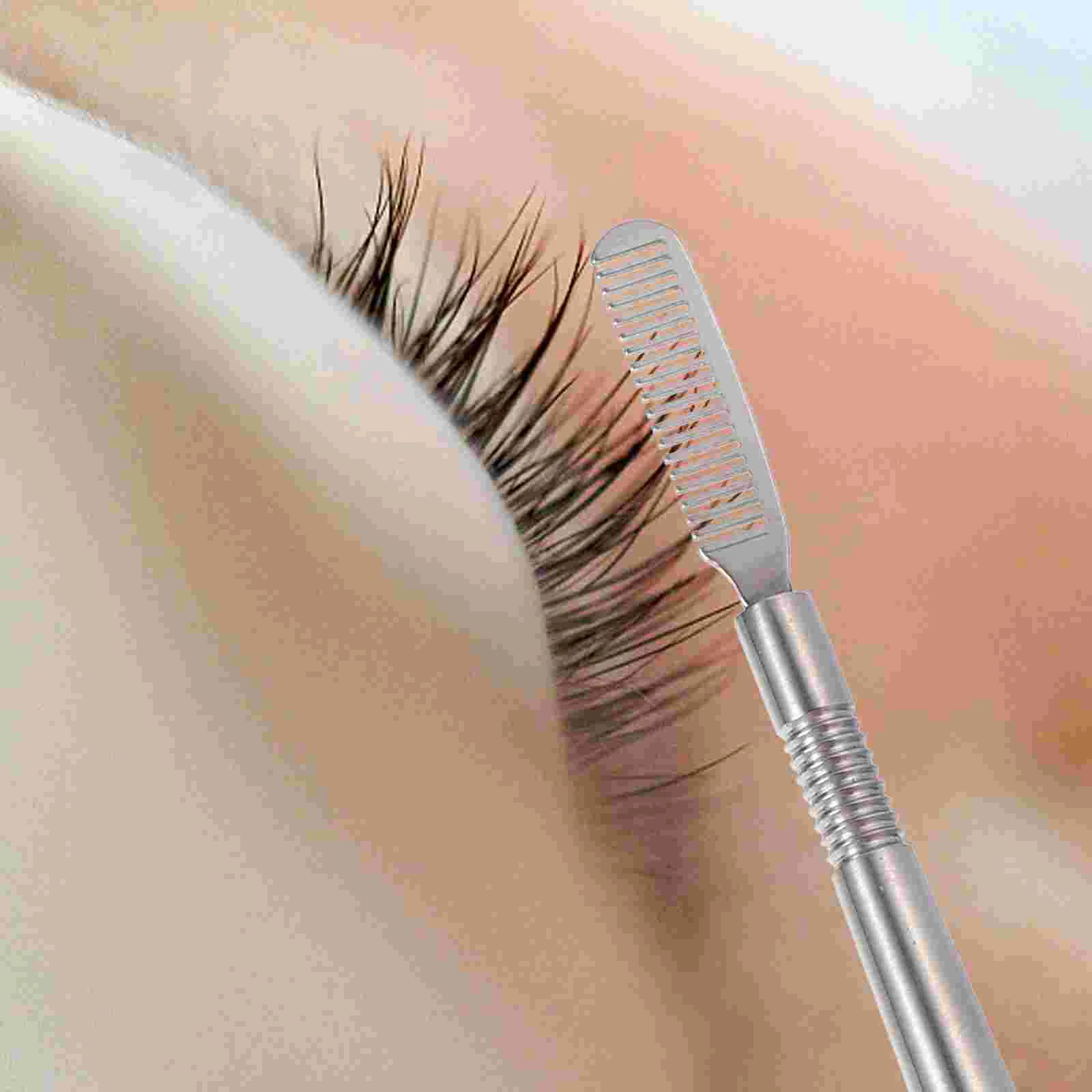 Mathiateur de cils 2 en 1 en acier inoxydable, peignes pour les yeux, brosse, modifier, outil de levage polyvalent, 2 pièces