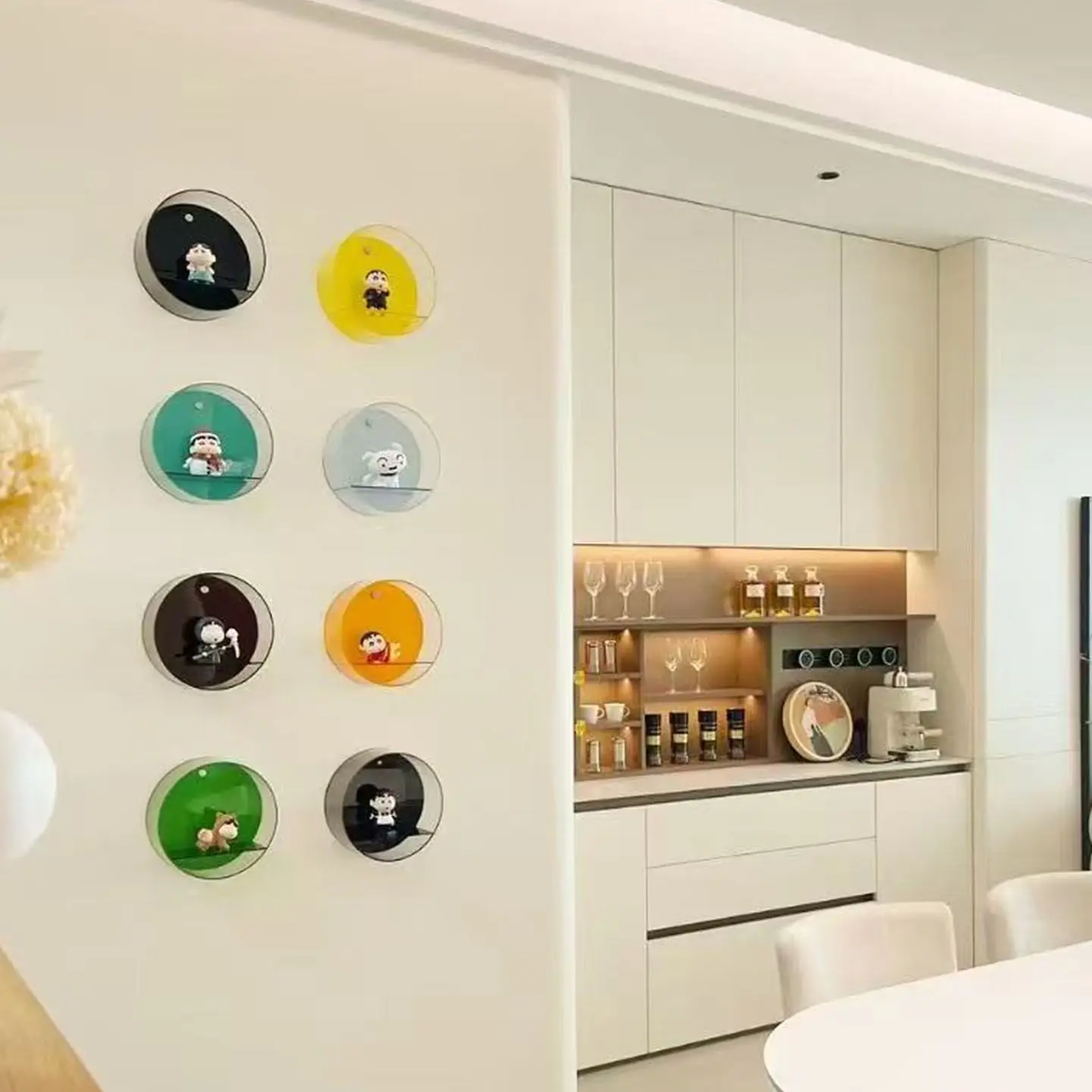 Circular Display Wall Shelf Colored Transparent Candy Building Block Floating Showcase Wall Storage Rack Room Decorating Gift