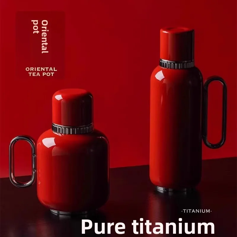 Titanium tea kettle, pure titanium inner liner insulated cup, home use outdoor sports portable cold and hot water bottle