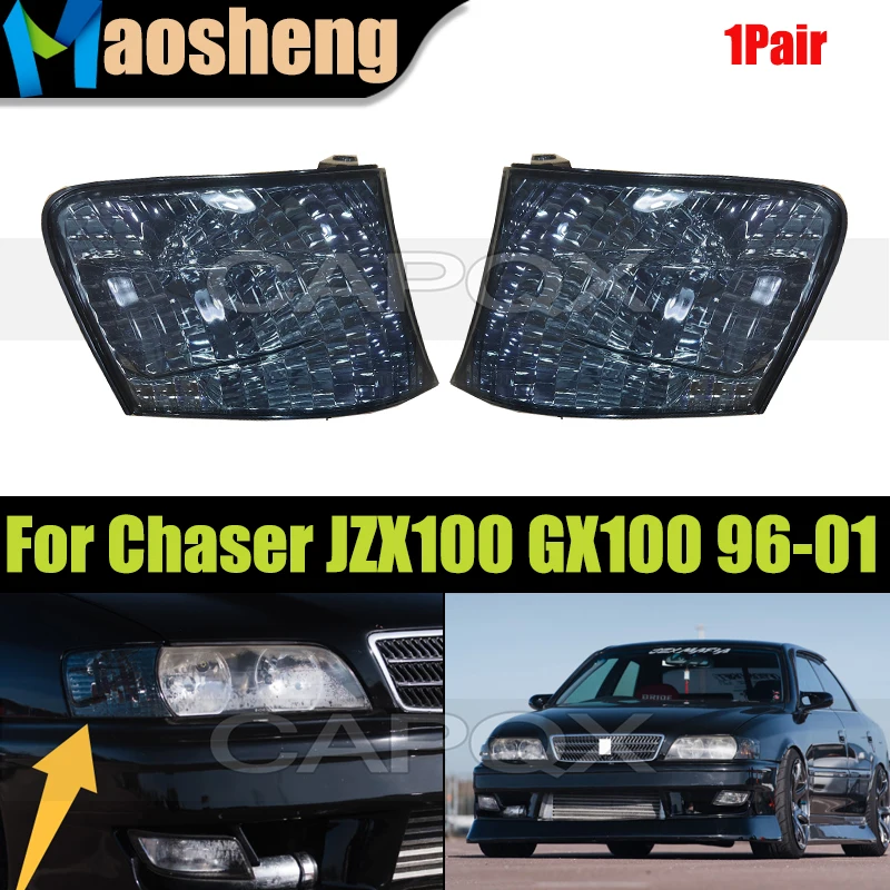 1Pair Black Front Corner Light Turn Signal Lamp For Toyota CHASER GX100 JZX100 1996 1997 1998 1999 2000 2001