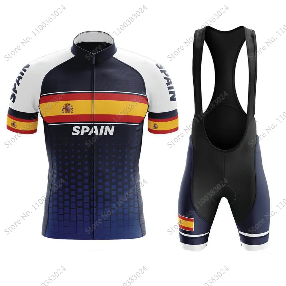 2023 Mens Spanish Cycling Jersey Set Summer Spain National Team Cycling Clothing Road Bike Shirts Bib Shorts Suit MTB Maillot