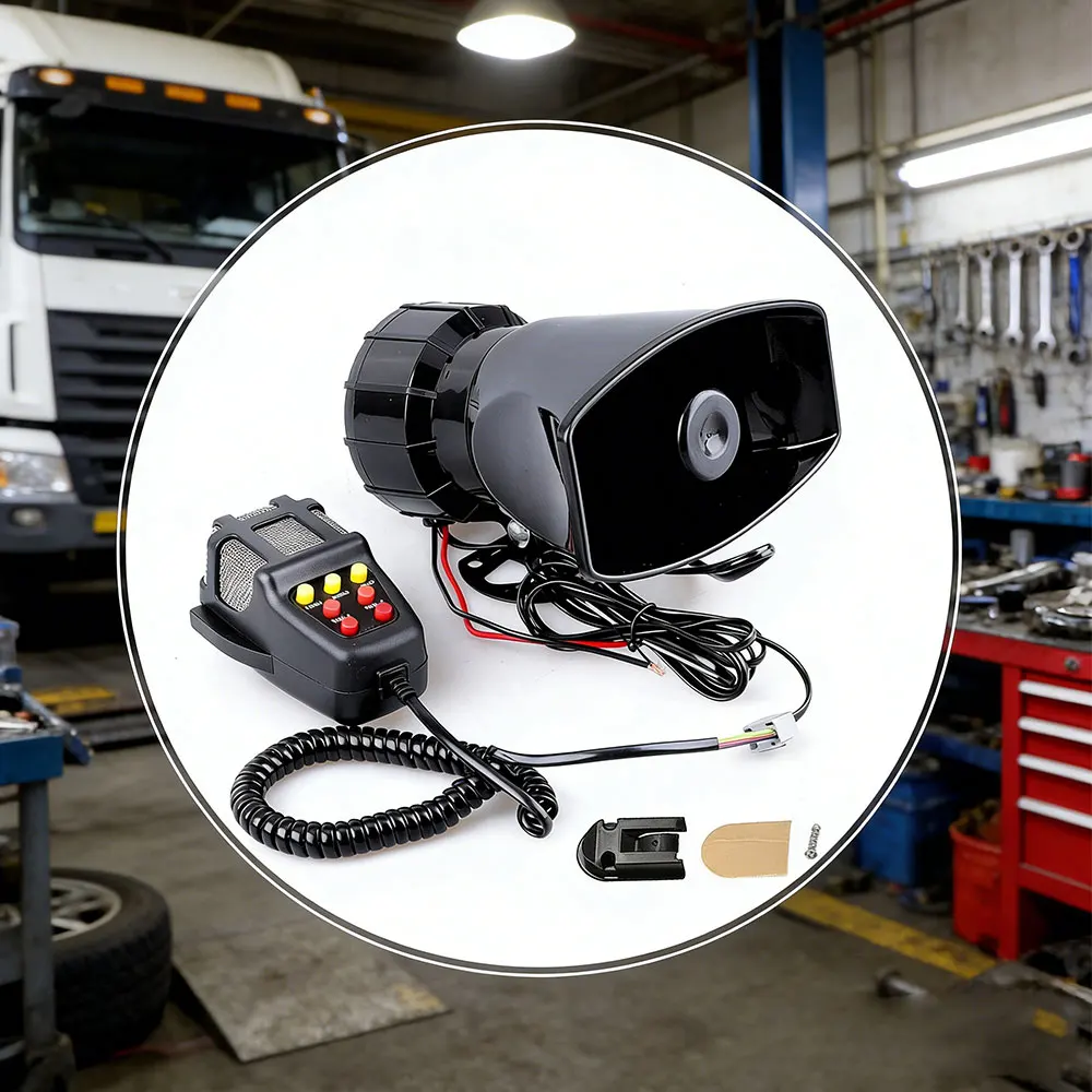 7 Sound Car Alarm Horn DC 12V 100W 125dB with MIC Loud Motorcycle Siren Vehicle Truck Warning Loudspeaker Plastic Police Firemen