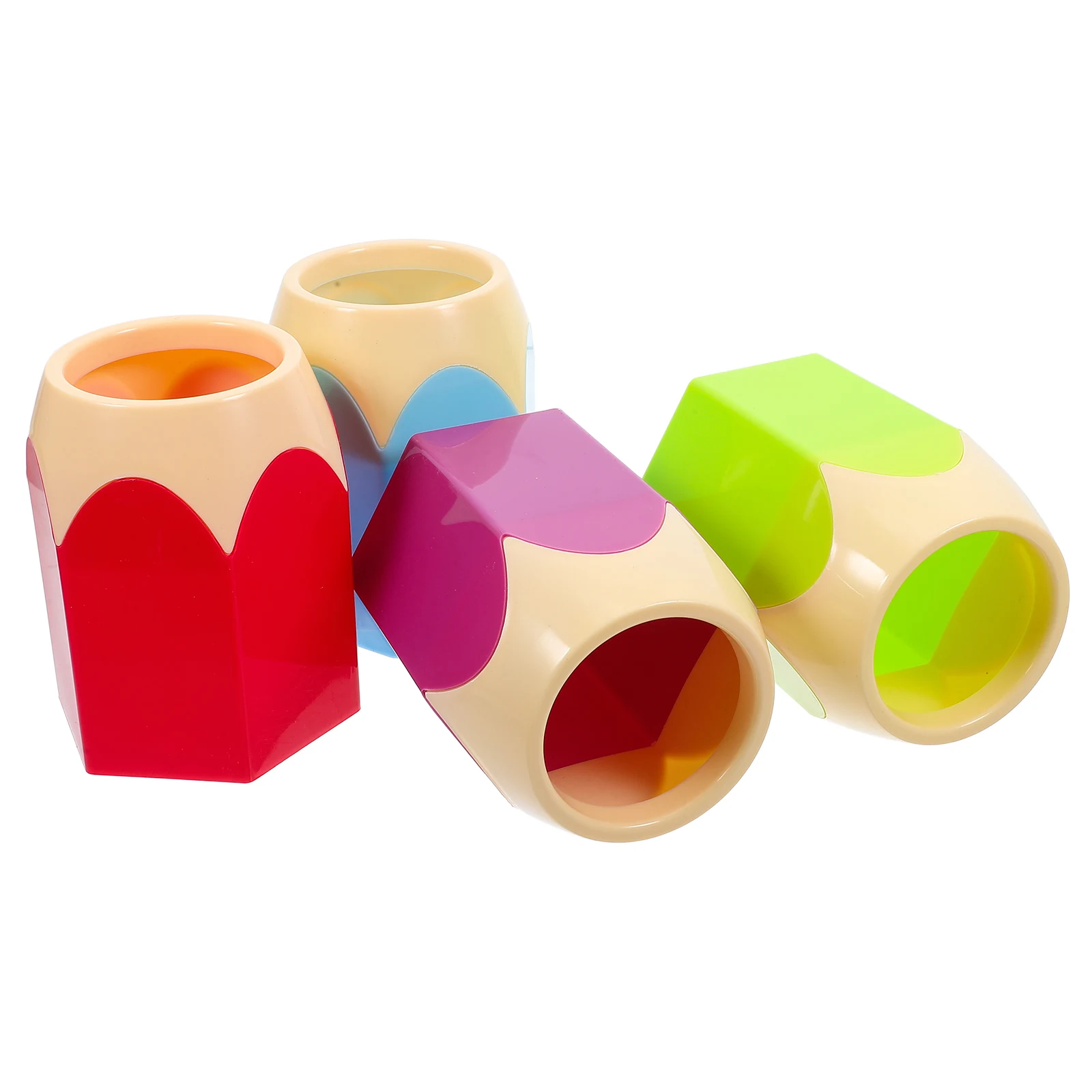 

4 Pcs Pencil Shaped Holders Desk Accessories Red Green Blue Purple Student Supplies Office Decor Large Capacity Storage