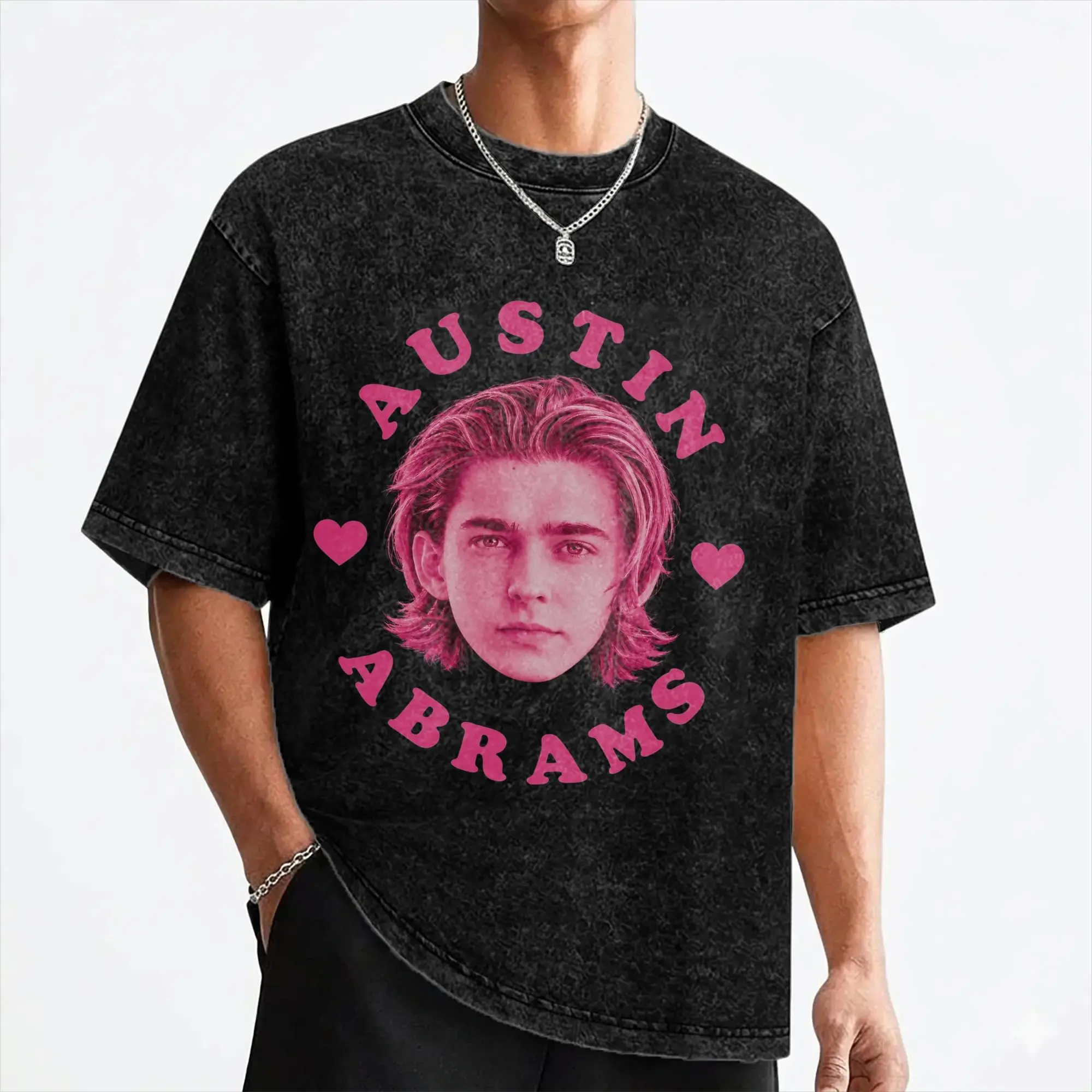 Austin Abrams Bryan  Washed T Shirts Streetwear Novelty T-Shirt  Tees Tops Men Women Cotton Harajuku Graphic