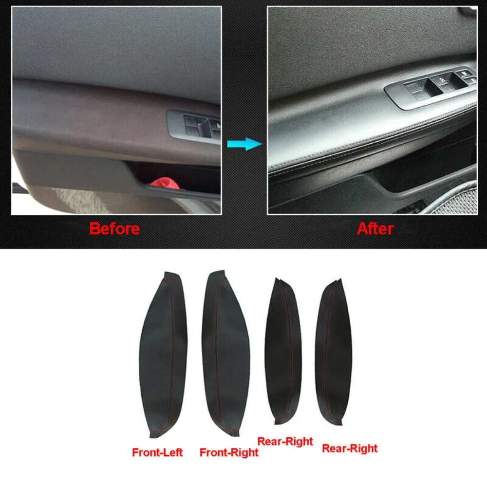 4Pcs Soft Leather Door Armrest Cover For Nissan QASHQAI J10 2007-2015 Black Car Door Armrest Panel Skin Cover Trim Accessories