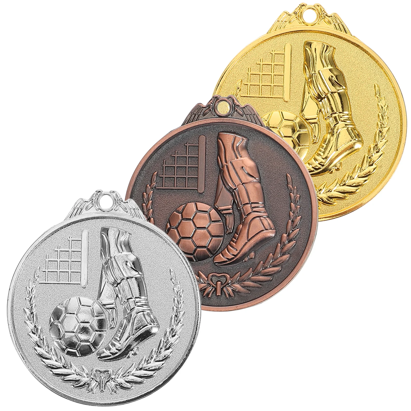 3 قطعة سبائك الزنك الميداليات الذهبية كرة القدم جوائز كرة القدم الفائزين الكأس جائزة رياضية المنافسة مكافأة ميداليات الكأس #3