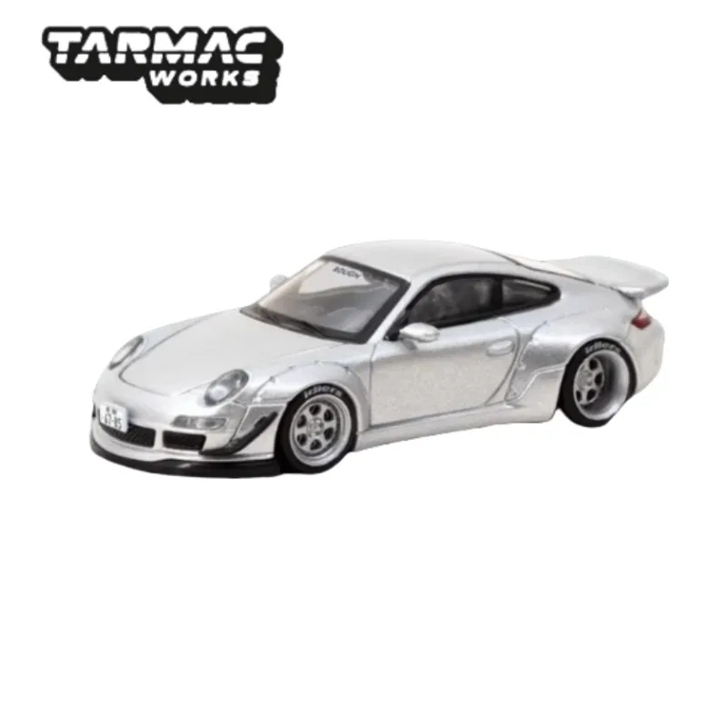 

1:64 RWB 997 Abu Dhabi silver alloy simulation car model, children's collection of decorative toys, holiday gifts for children.