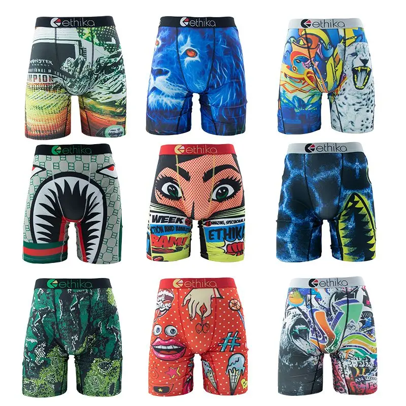 ETHIKA 2024 Men's Fashion Design Graffiti Cool Personalized Printing Boxers Breathable Sweat-absorbing Anti-friction Underwear