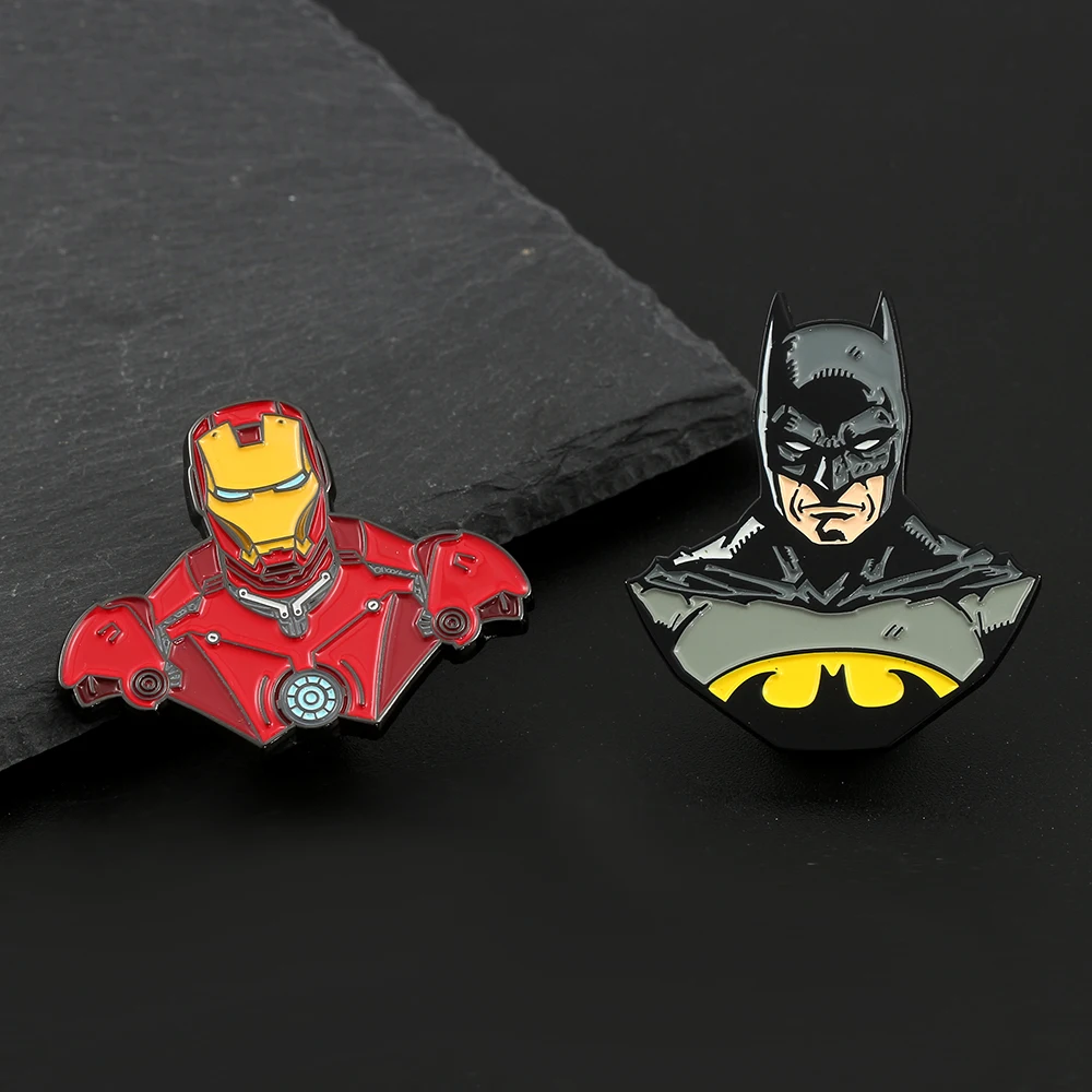 Marvel Avengers Enamel Pin Lapel Pins Gift Brooches Badges Iron Man Bat Brooch for Clothes Jewelry Backpack Accessories