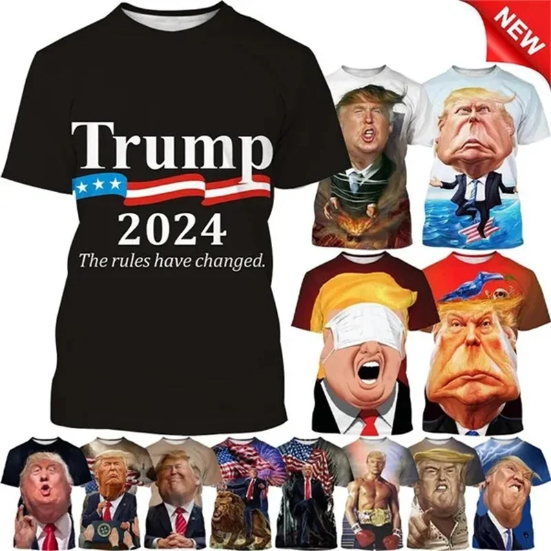 Donald Trump Funny 3D Print T-Shirt Men Trump Humor Funny Tee Tops Casual Crew Neck Short Sleeve Oversized Streetwear Tshirt