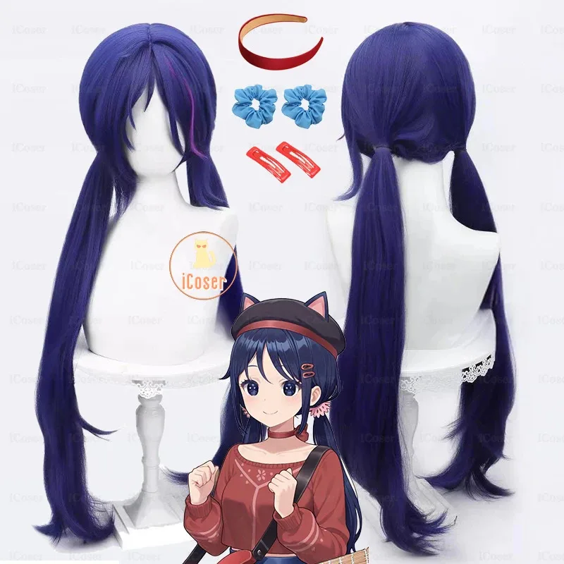 Peluca de Cosplay 25COSMiSide Crazy Mita, tocado, horquillas rojas, diadema, cuerda para el pelo azul, fiesta de Halloween para mujeres y niñas, accesorios de juego Carn