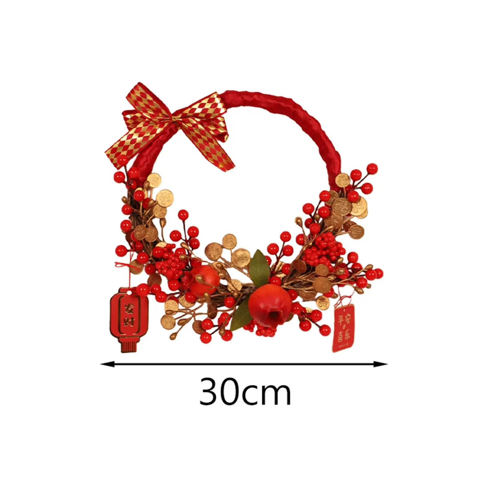 New Year Wreath 2024 Wreath Front Door Simulation Red Berries Home Decor Pendant Artificial Wreath for Garden Spring Festival
