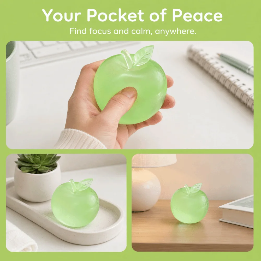 Apple Shape Stress Relief Slow Rise Anti-stress Plasticity Squeeze Transparent Ball Pass The Time Sensory Fidget Adults