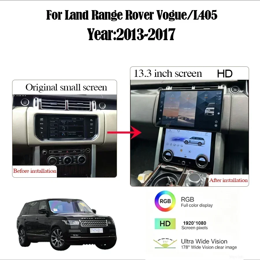 13.3inch Carplay screen For 2013-2017 Land Rover Vogue/L405 Radio  Multimedia Player air conditioning panel Android Bosch/Harman