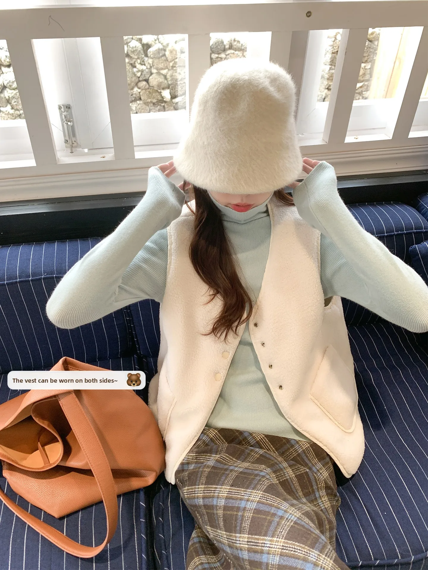 

Zeng Xiao Xian, корейская двусторонняя одежда, жилет с v-образным вырезом из меха ягненка, женская осенне-зимняя верхняя одежда, многослойный топ-джат