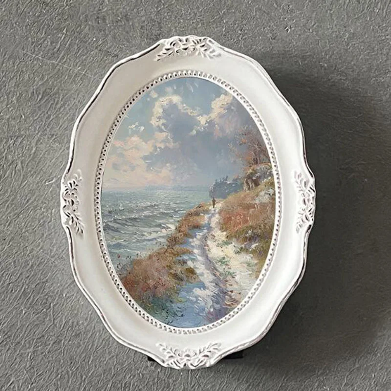 

European Style Resin White Oval Wedding Photo Frame Desktop Display Ornaments Bedroom Photo Holder Picture Frame Home Decor