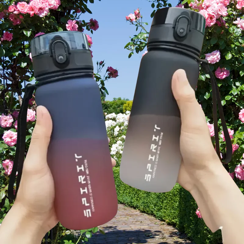 650ML/1000ML Leak-Proof Gradient Sports Water Bottle, One-Click Open, Ideal for Gym & Outdoor Activities