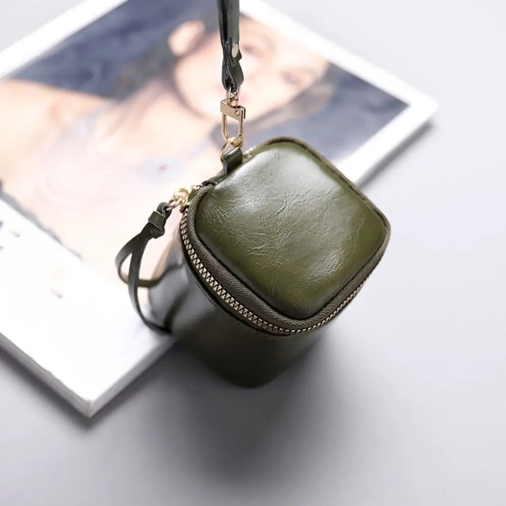 

Portable Small Square Coin Purse Lipstick Storage Leather Mini Storage Bag Lightweight Korean Style Makeup Bag Travel