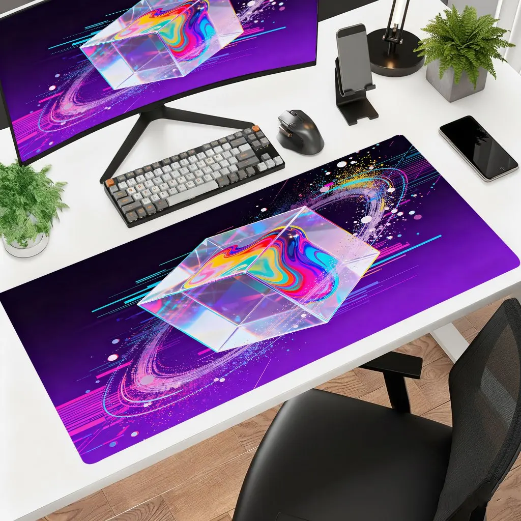 Brand Iron Art Mouse Pad Paint Cube HD Print Non-Slip Rubber Backing Washable Thick 2Mm Polyester For Office Laptop Gaming Desk