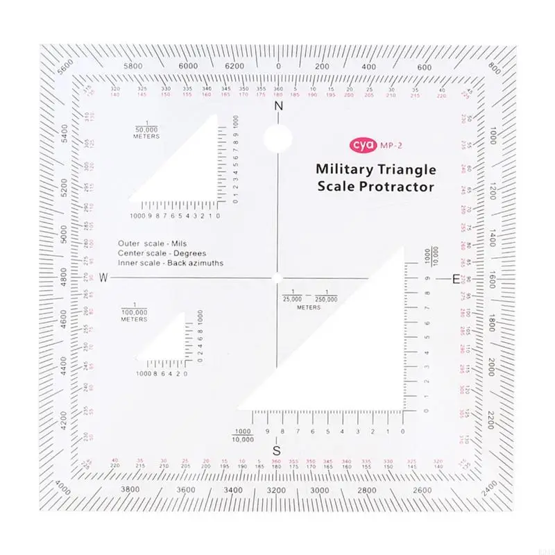 R9JB Clear Plastic Coordinate Scale Map Reading Land Navigation Metric Based 5x5 Inch