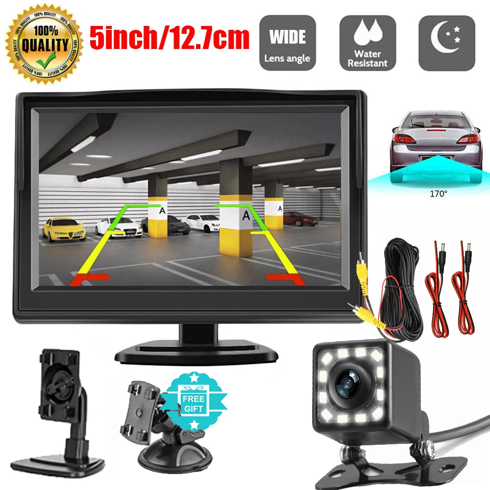 

5" Monitor+170° CMOS Car Rear View Backup Camera Reverse HD Night Vision Waterproof