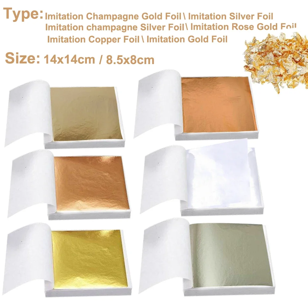 

Imitation golden silver copperen foil paper glitter process for DIY handicrafts painting nail art home decoration 100 pcs /Pack