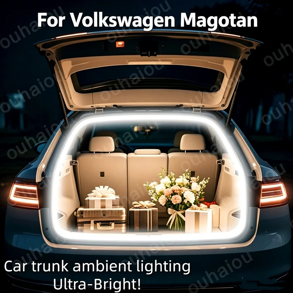 For Volkswagen Magotan LED Car Trunk Light Strip Automatic On/Off Sensor Ambient Light Bar Waterproof for Auto Decor Accessories