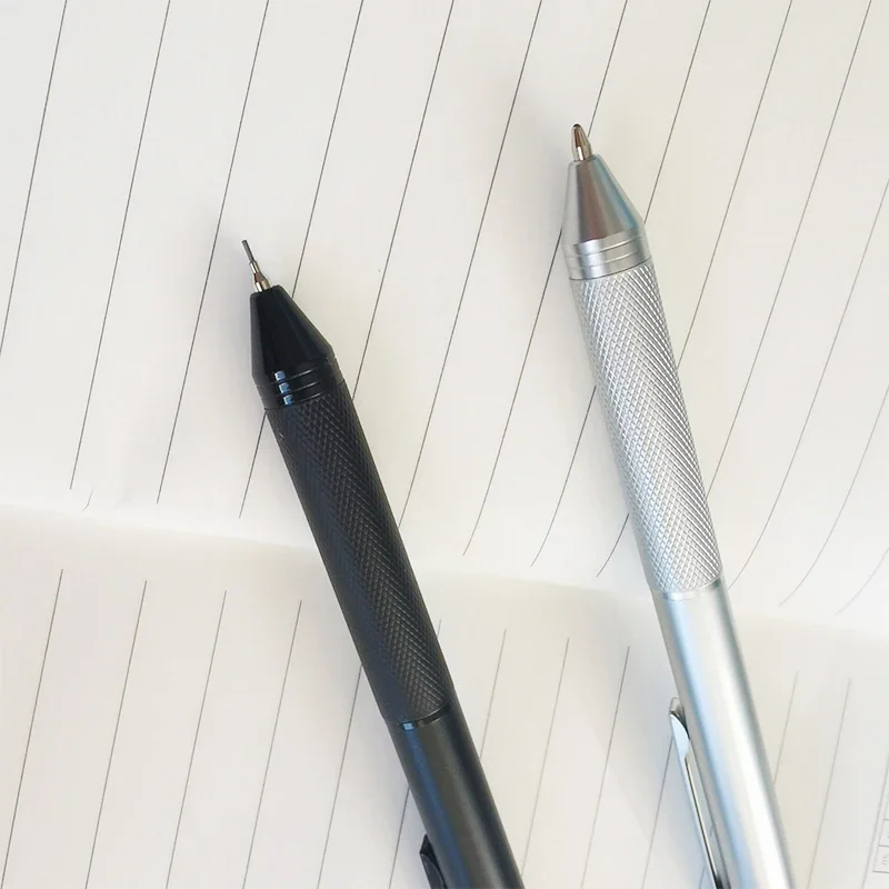 Multicolor Metal Ball Pen 0.7mm Black Blue Red Ink Pen Automaticl Pencil Lead 4 In 1 Ballpoint Pen Set Offfice School Writing