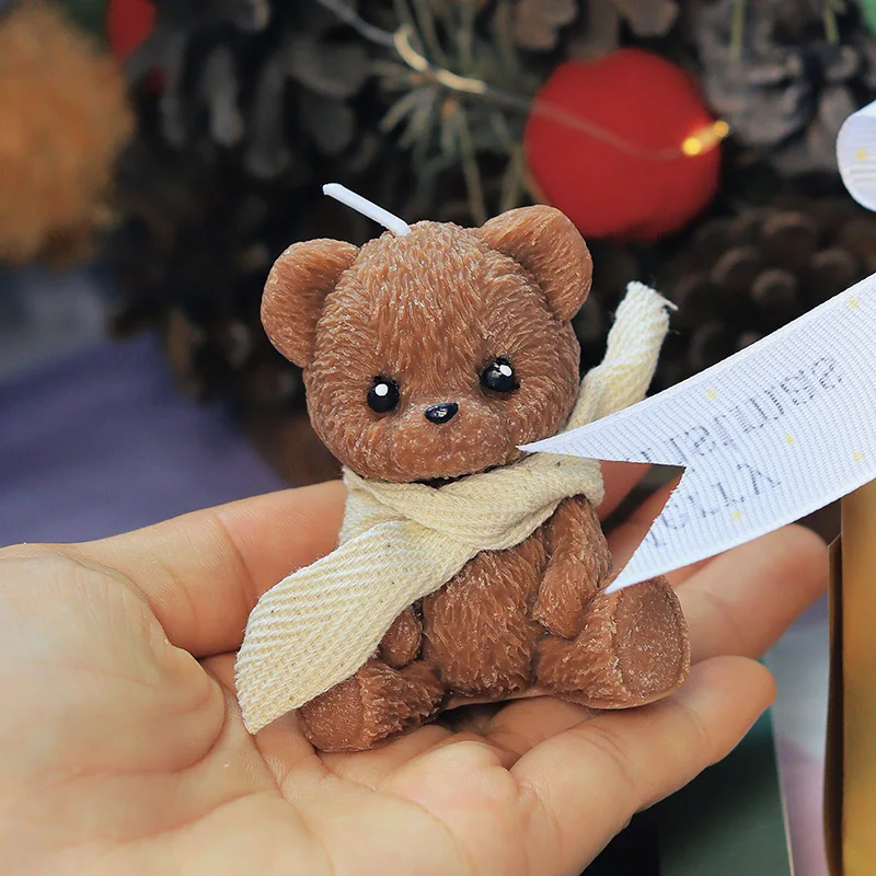 5x6cm Handcrafted Teddy Bear-shaped Scented Candle, Brown Bear Cute Souvenir, Atmosphere Scented Candle
