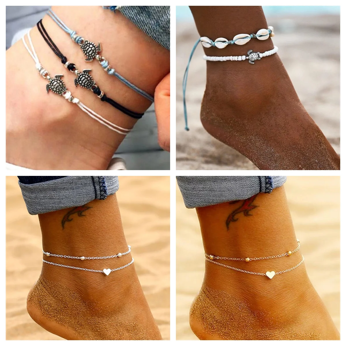 Simple Personality Bohemian Multi-layer Anklet Summer Sea Anklets On Foot Beach Summer Bracelets For Women Leg Chain Jewelry
