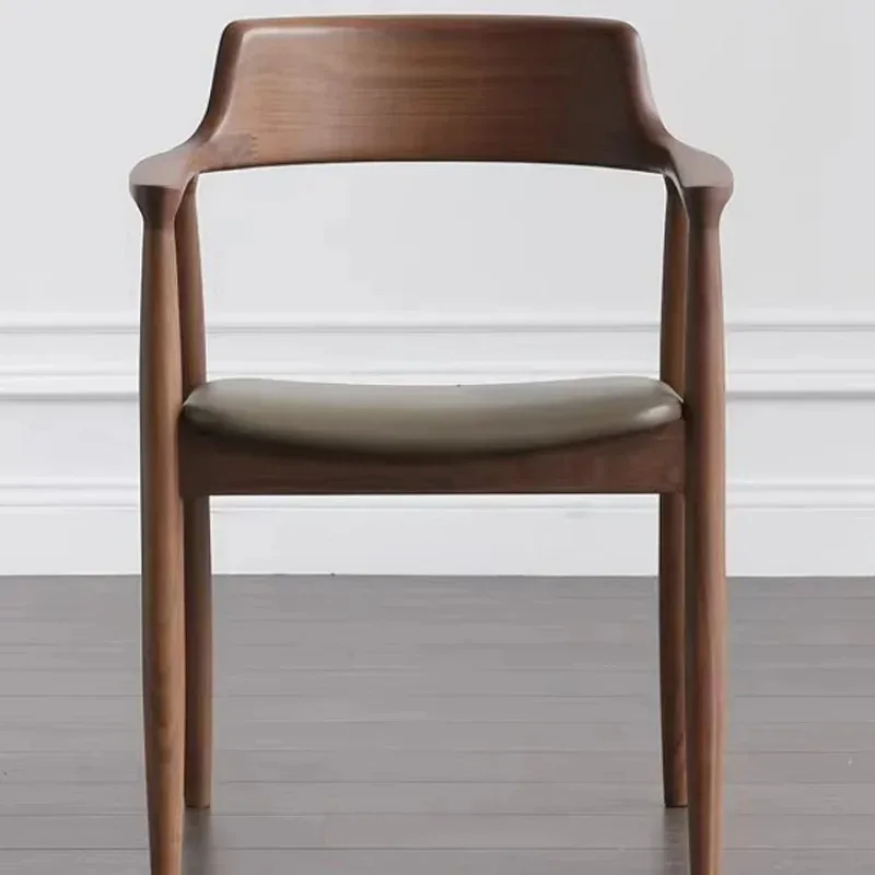 Cafe Wood Accent Armchair Dining Table Seating Kitchen Meeting Negotiation Sillas Comedor Furniture image 2