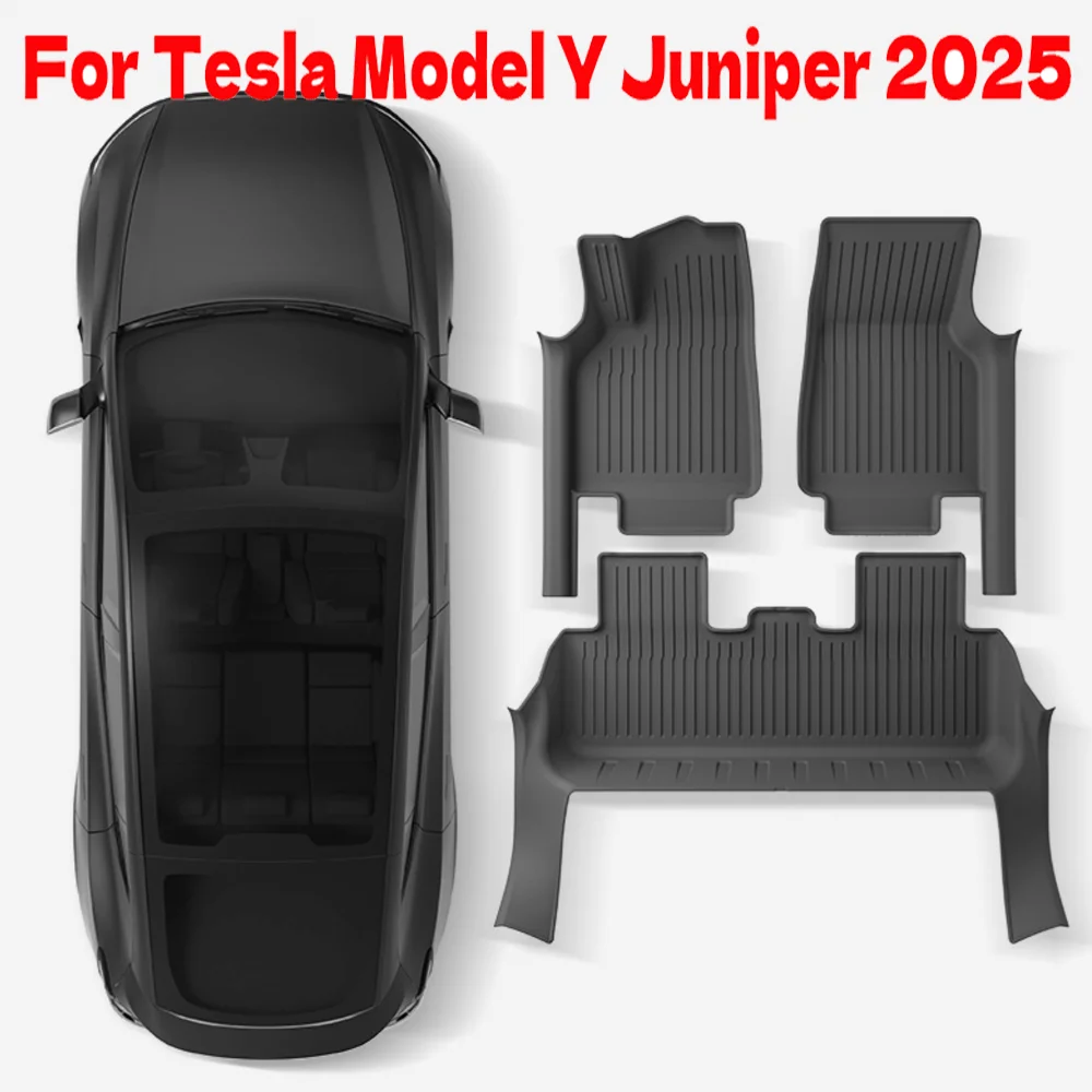 

For Tesla Model Y Juniper 2025 Floor Mats with Door Sill Protection Strips All-weather Floor Liner Cargo Mat Trunk Backrest Pad