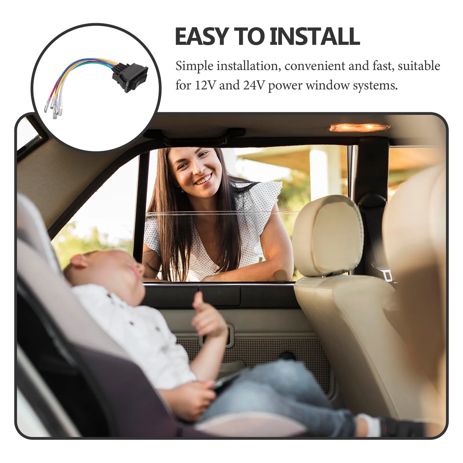 Universal Car Window Switch Harness Kit – 12V/24V, 20A Glass Lifter Wiring for Cars, Trucks & SUVs