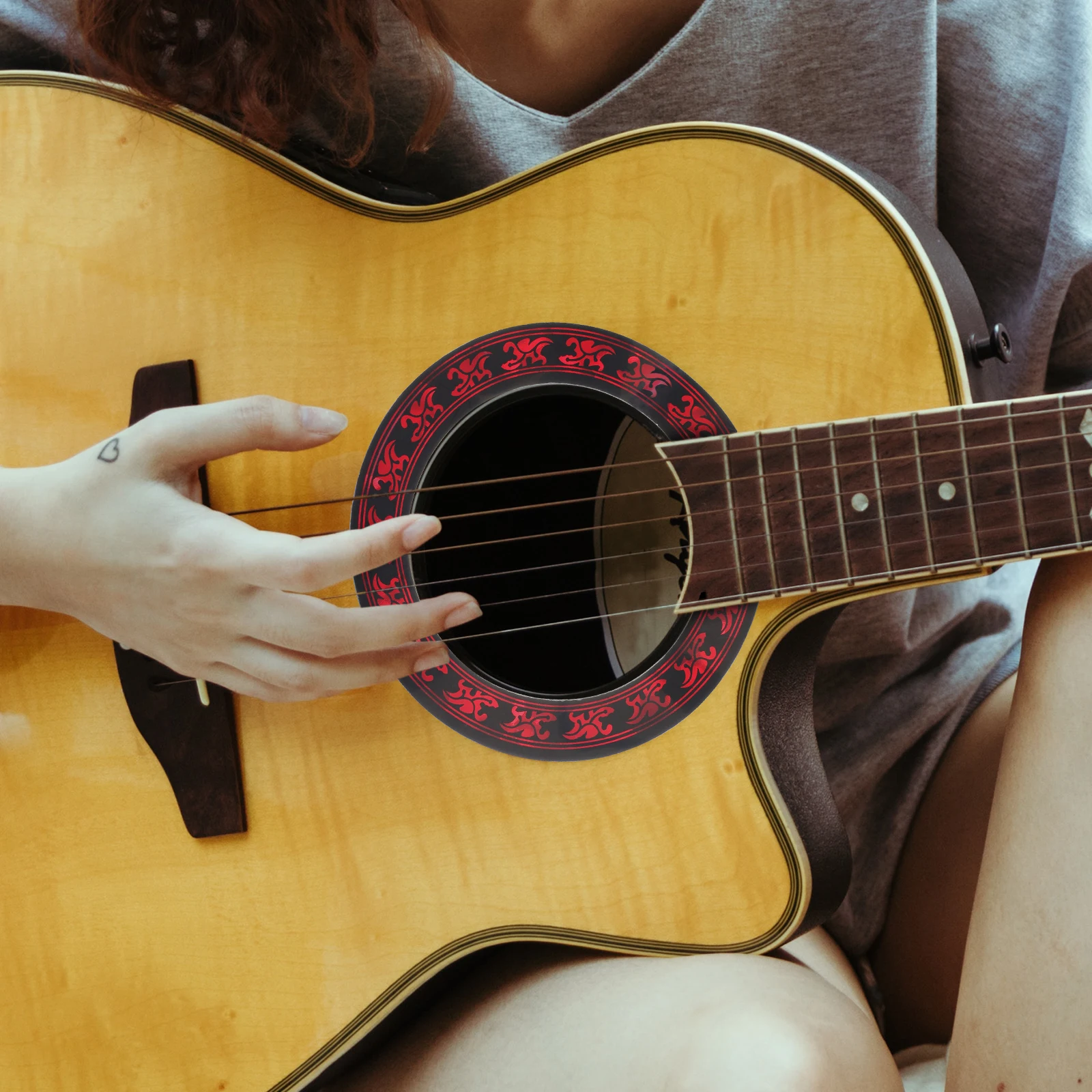 

Guitar Sound Hole Rosette Solid Veneer Decal Inlay For Acoustic Classical Guitar Pvc Waterproof Decoration Accessory Abalone