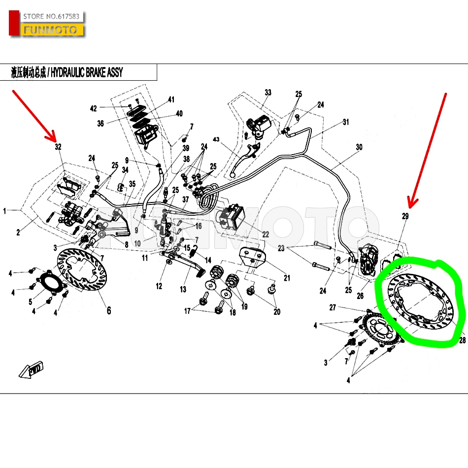 

1set front brake pad /1set rear brake pad and 1pcs rear disc brake suit CF250CLX code 6KJ0-080002-10000