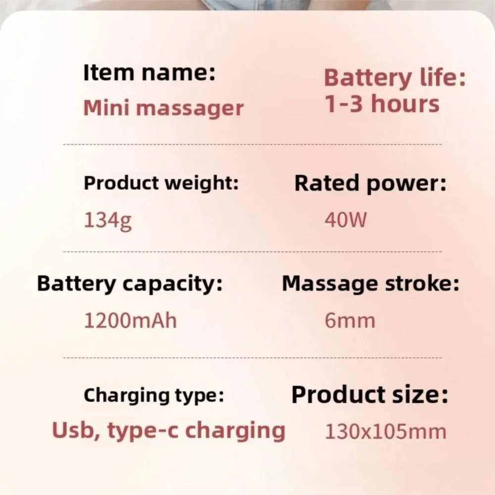 휴대용 1200mAh 근육 마사지기 전기 진동 마사지 기계 6단계 근육 이완 피트니스 마사지기