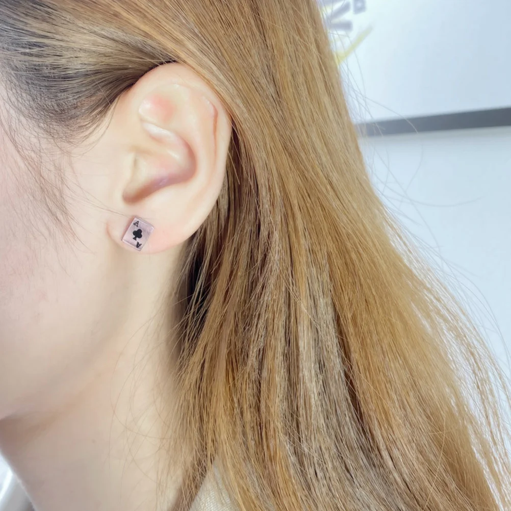 

1Pair A Earrings Skinfriendly Poker Design Fashion Accessory Girl Ear Studs Party Decoration Girl Ear